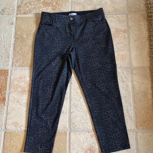 89th + Maddison leopard pants Women’s 16 Ankle straight leg stretch BLK/Grey
